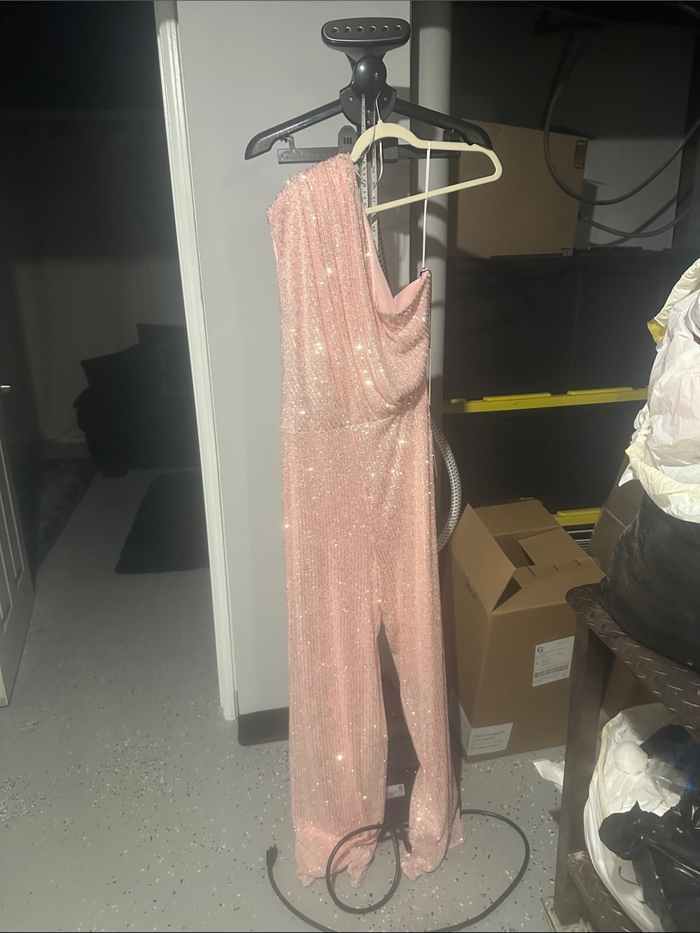 Jay Godfrey 123704 Peony Pink Sequin One Shoulder Jumpsuit 12 NWT Formal Evening - Picture 3 of 7